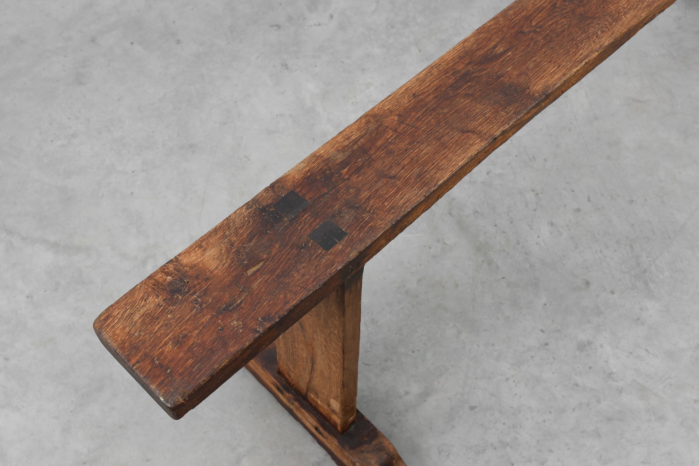 Rustic farmhouse bench in oak, France ca. 1820thumbnail